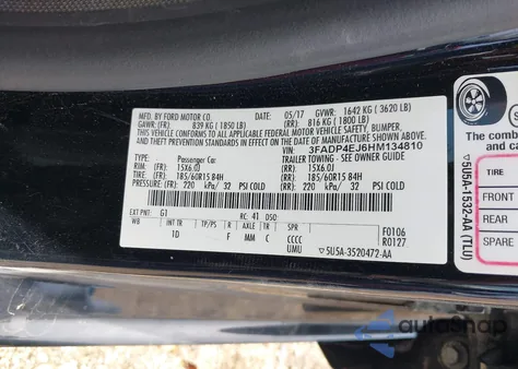 2017 Ford Fiesta Se from USA, damaged, VIN 3FADP4EJ6HM134810